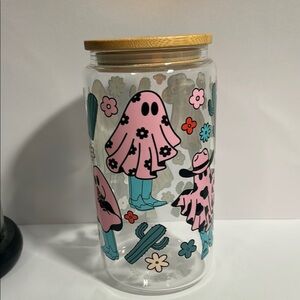 Pink ghost glass cup
